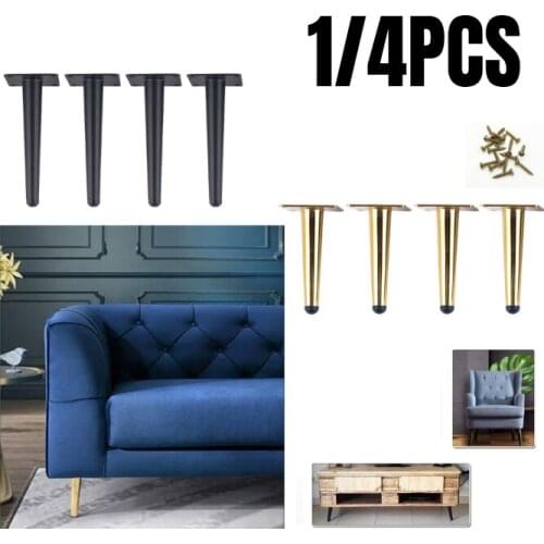 Metal Furniture Legs Feet Iron Golden Black Straight Table Sofa Cabinet Table Foot 12/15/17/20/25/30/36/38/42cm Height 1/4PCS