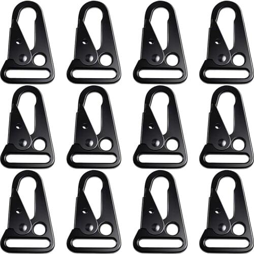 12 Pieces Enlarged Mouth Clip Sling Clasp Olecranon Hook for Keychain Snap Hooks Outdoor Bag Black Color Fits Women or Men Use Y