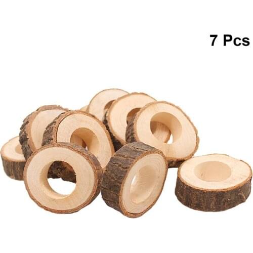 7pcs Wooden Napkin Rings Creative Napkin Holders Serviette Buckles for Dinner Party