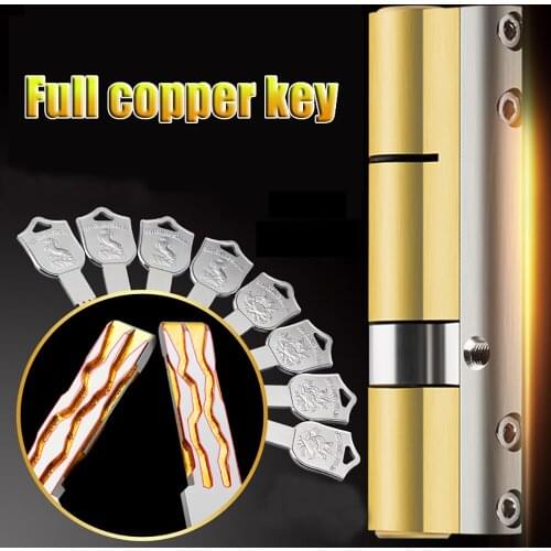 8-track Full Copper Lock Core Super C-class Anti-violence 36 Tooth Lock Cylinder Double-sided Blade Security Door Core W 8 Keys