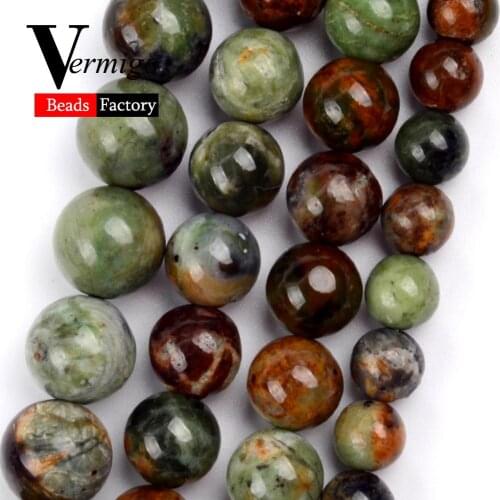 AAA Natural Gemstones Green Opal Stone Round Loose Beads for Jewelry Making 6 8 10 12mm Spacer Minerals Beads Diy Bracelets 15"