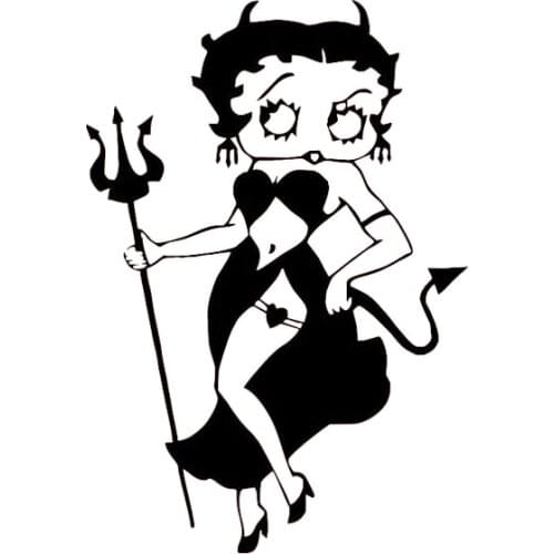 Car Sticker Sexy Devil Cute Lady Senior Design PVC Car Decoration Accessories Sticker Cover Scratch Black/white, 12cm*8cm