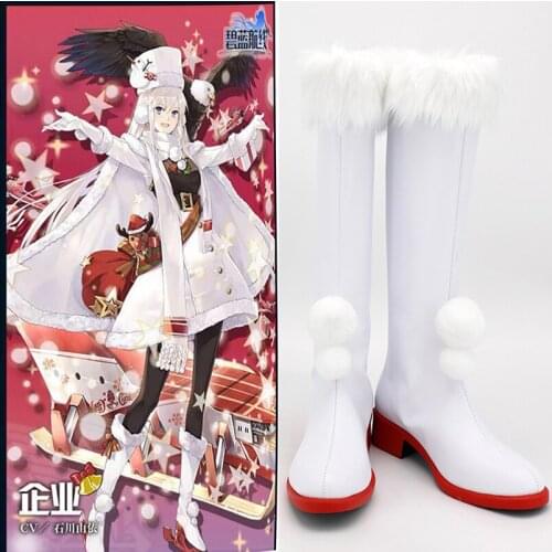 Azur Lane USS Enterprise Cosplay Boots White Leather Shoes for Adult Women Shoes Halloween Party Costume Accessories