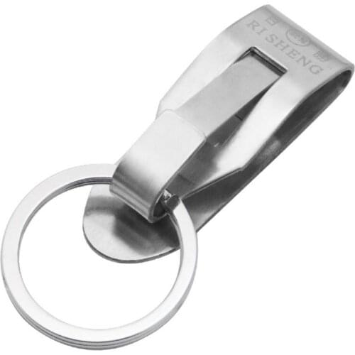 Stainless Steel Keyring Security Clip On Heavy Duty Belt Key Clip Belt Keychain 2 Detachable Keyrings Belt Key Holder