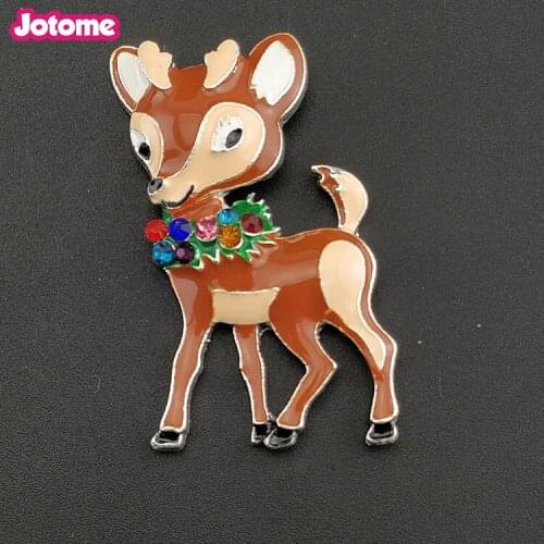 Children jewelry 45mm enamel Customized Christmas reindeer animal pendant necklace for Diy chunky