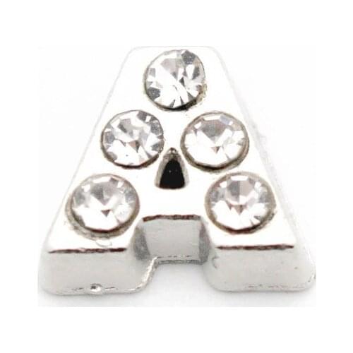 Hot selling 10 pcs/lot crystal silver letter A floating charms living glass memory floating lockets diy jewelry pendant