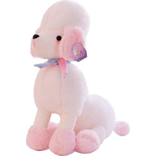 25-60cm New Poodle Stuffed Animal Toy Dog Plush Toy Cute White Puppy Doll in Dress Valentines Day Birthday Gift Sleeping Baby