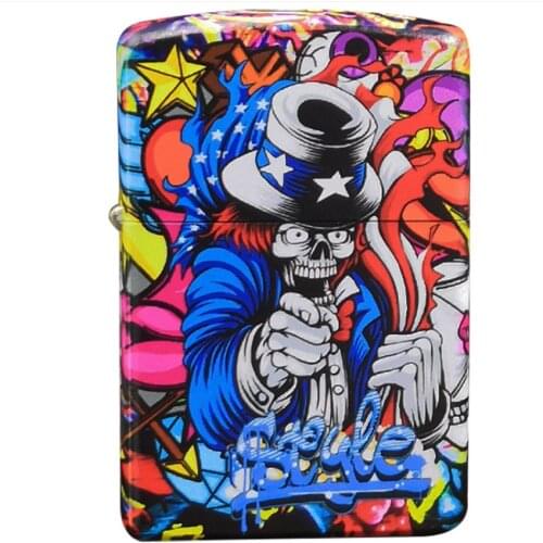 Interesting Skull Magician Kerosene gasoline petroleum oil cigarette lighter Vintage grinding wheel flint Smoking igniter gift