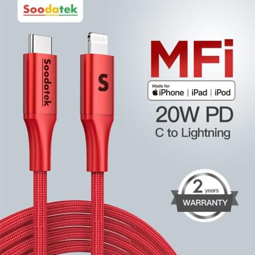 Soodatek MFi USB Cable for iPhone 12 Mini 2.4A Fast Charging USB Charger Cable for iPhone 12 Pro Max 11 XR 8 USB Charge Cord