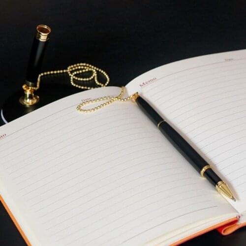 Classic Metal Ballpoint Pen Secure Chain Attached Base Stand Desk Office Counter Signature Pens Stationery Gift 77HA