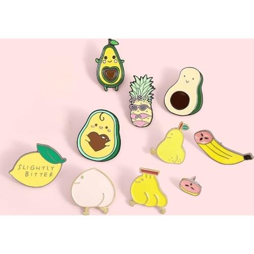 Fruits collection! Enamel Pin Lemon Banana Avocado Brooches Pineapple Pear Peach Brooch Lapel Badge Jewelry Gift for Kids Friend
