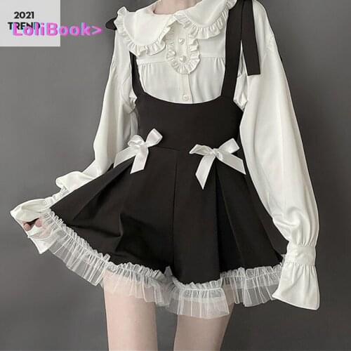 Lolibook Japanese Retro Lolita Kawali Jumpsiut Sweet Hepburn Bow Vintage Cosplay Rompers Pretty Party Cute Club Sexy Rompers