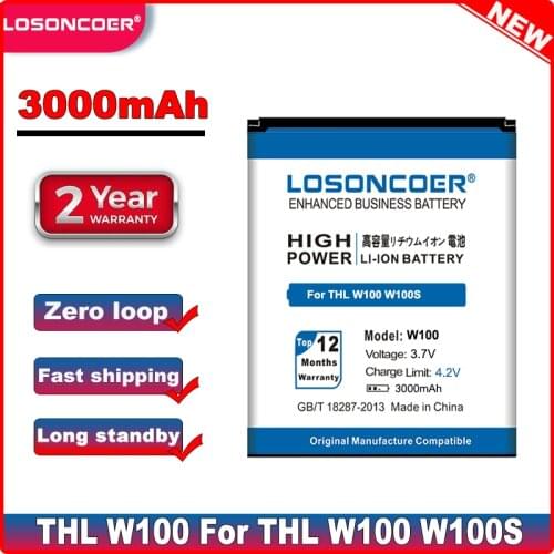 LOSONCOER 3000mAh for THL W100 Battery W100S Battery Smart mobile Phone