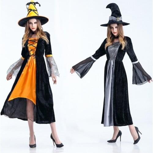 Halloween Cosplay Costume Witch Magician Dress Hat For Girls Women Game Performance Holiday Party Events Hot Sale Free shipping