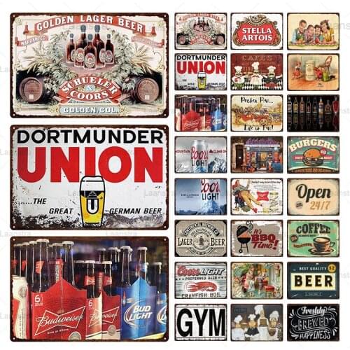 Retro Cartoon Metal Painting Iron Sheet Beer Coffee Dessert Theme Bar Pub Club Home Kitchen Hotel Restaurant Man Cave Tin Signs