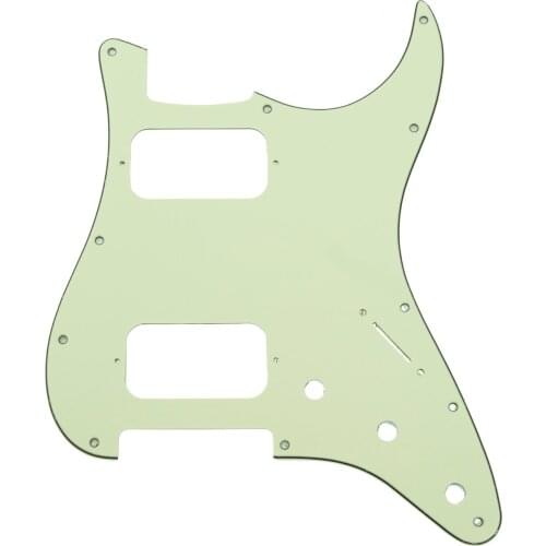 Musiclily Pro 11 Holes Round Corner HH Strat Pickguard for American/Mexican Fender Standard Stratocaster, 3Ply Mint Green