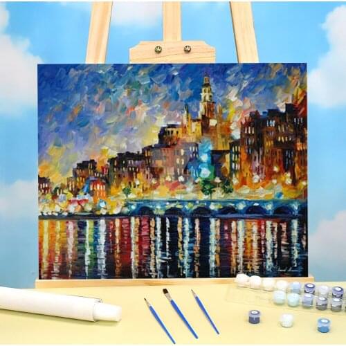 Glowing Harbor Paint By Numbers Kit Oil Paints 40*50 Canvas Painting Handmade For Adults Wholesale