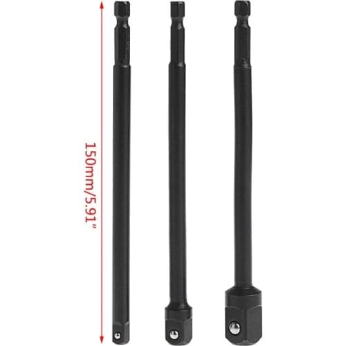 3Pcs/Set Socket Adapter Set Hex Shank to 1/4 3/8 1/2 Inch Impact Driver Drill Bits