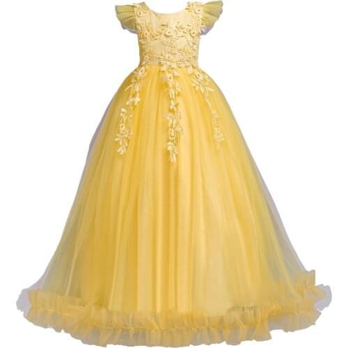 Fancy Princess Party Dresses for Girls Long Sleeveless Flower Party Evening Dresses Kid Prom Wedding Children Dress