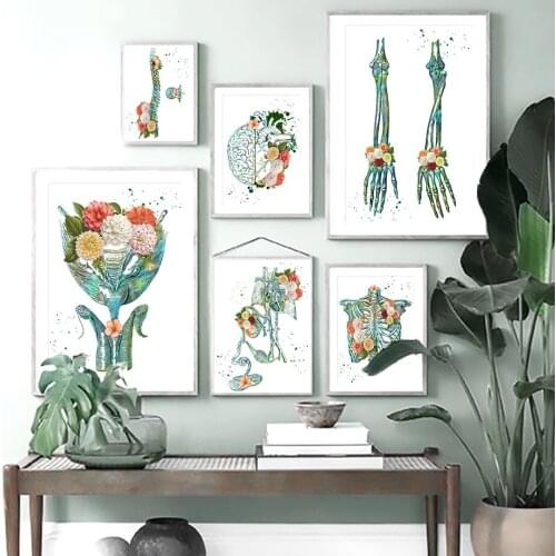 Anatomy Skeleton Brain Foot Spine Wall Art Landscape Print Painting Decoration Picture Scandinavian Home Decor