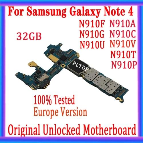 For Samsung Galaxy Note 4 N910F N910A N910U N910P N910V Original Motherboard With Android System & full chipsLogic board