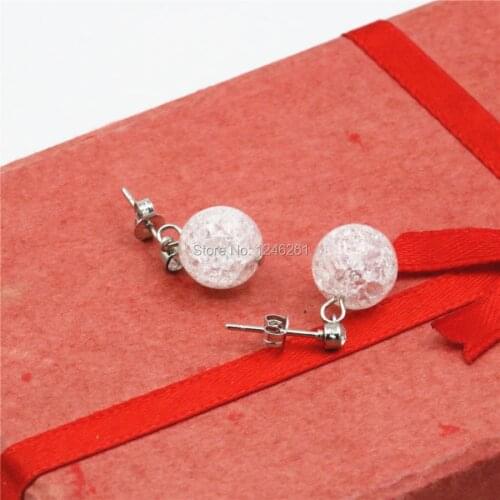 10mm Natural White Stripe Crystal Stones Earbob Earrings DIY Ear Stud Women Fashion Jewelry Making Women Girls Gifts Accessories