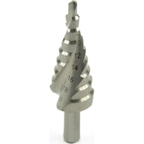 4-20 mm HSS Spiral Grooved Step Drill Bit Metric Spiral Flute The Pagoda Shape Hole Cutter HSS Steel Cone Set Sharpening