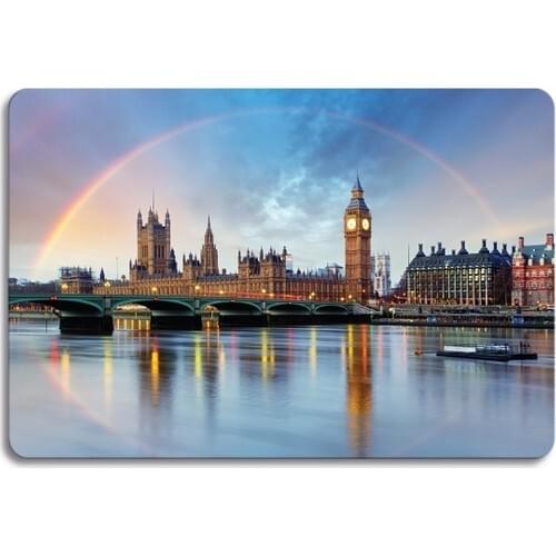 Glass Cutting Board England London Themed Glass Cutting Deck Antibacterial Modern Kitchen Special Design 20x30 cm