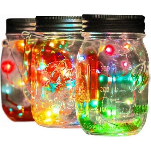 Solar Mason Jar Lights with Candle Flame Handles 2M 20 Led String Fairy Firefly Lights Lids for Garden Indoor Outdoor Decoration