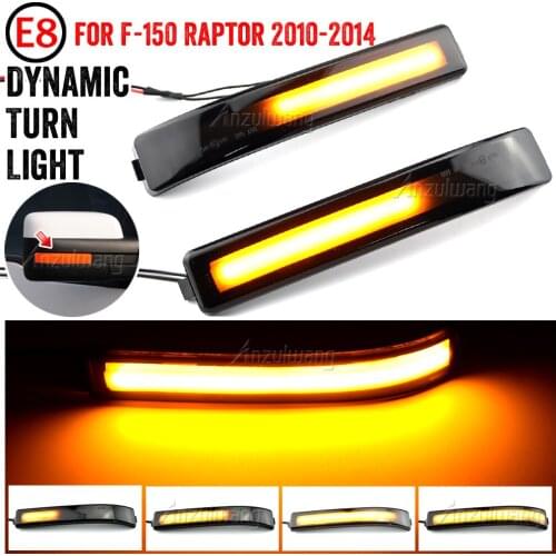 Smoked LED Side Wing Dynamic Turn Signal Light Flowing Rearview Mirror Indicator Blinker Light for Ford F150 SVT Raptor 09-2014