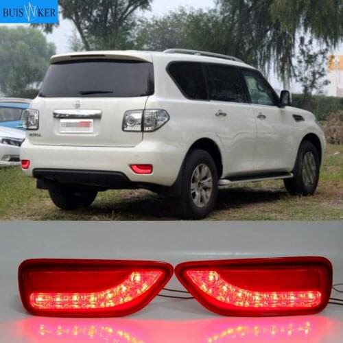 LED Dynamic Turn Signal For Nissan Patrol Y62 2014-2019 Multi-function Rear Fog Lamp Bumper Light Auto Brake Light Reflector 2PC
