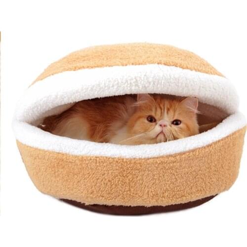 Warm Round Plush Fluffy Pet Bed For Cat Panier Chat Tout Doux Donut Dog Bed Coussin Chien Apaisant House Sofa Soft Sleeping