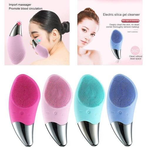 Ultrasonic Electric Waterproof Silicone Facial Cleansing Brush Cleanser