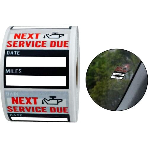 Oil Change Service Reminder Stickers Low-Tack with Perforation Line 2"x2"