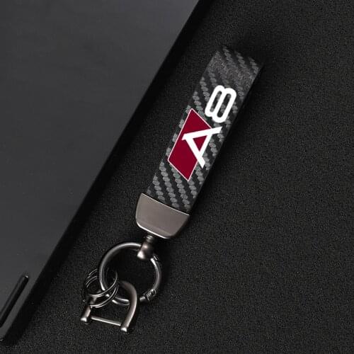 High-Grade Leather Car KeyChain 360 Degree Rotating Horseshoe Buckle Jewelry Key Rings for audi A8 car Accessories