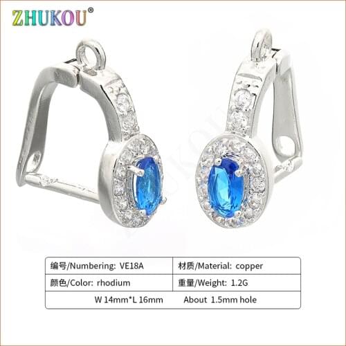1 Pair 14*16mm Handmade Cubic Zirconia Diy Earrings Accessories, Hole: 1.5mm, Mixed Color, Model: VE18
