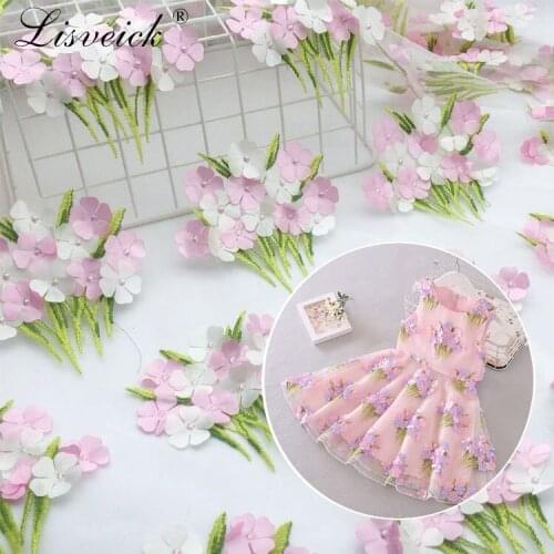 1yard 135cm Net yarn laser three-dimensional custom embroidery cloth diy spring and summer womens dress wedding dress fabric
