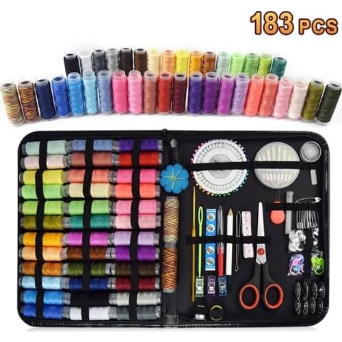 183Pcs Sewing Box Multi-function Travel Sewing Kit Stitch Needle Thread Storage Bag Fabric Craft Sewing Set Mom Christmas Gifts