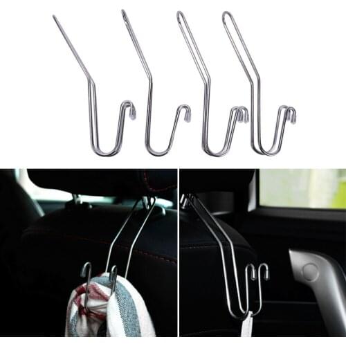 4PCS Multi-functional Metal Auto Car Seat Headrest Hanger Bag Hook Holder for Bag Purse Cloth Grocery Storage Auto Fastener Clip
