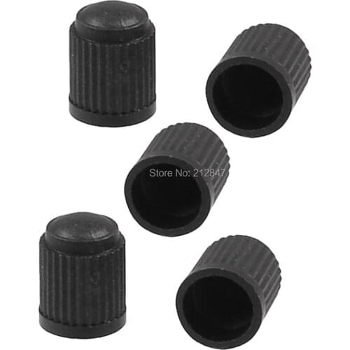 5 x Black Plastic Cylinder Design Tire Tyre Valve Caps for Car