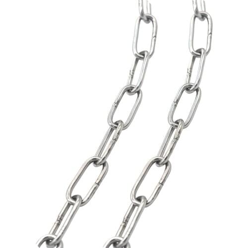 50cm/100cm Long Stainless Steel Safety Chains 3mm Thickness Link Chain Rings Light Duty Coil Chain for Hanging Pulling Towing