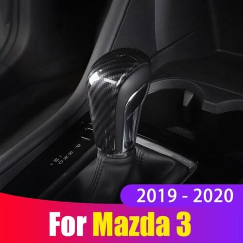 ABS Chrome Carbon fiber Car Gear Shift Knob Gear Head Cover Case For Mazda 3 Alexa 2019 2020 Trim Decoration Sticker Accessories