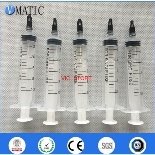 Free Shipping 10cc/ml Glue Dispensing Plastic Manual Syringe With Black Cap/Stopper 5 Pcs