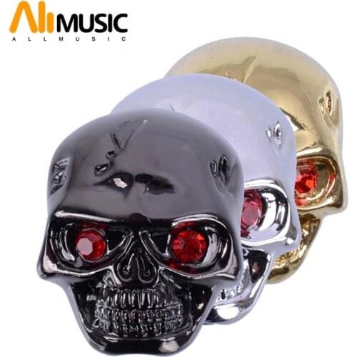 Shining Metal Skull Head Control Knobs for Electric Guitar Pots Tone Volume Control Knobs/Buttons Black/Chrome/Gold