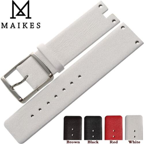 MAIKES New Good Quality Genuine Leather Watchbands Case For CK Calvin Klein K94231 White Black Thin Watch Strap Band