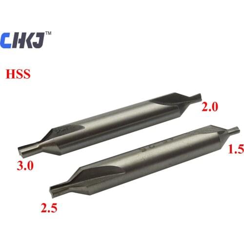 CHKJ 1.5-2.5mm/2.0-3.0mm HSS Center Drill Bits 2 Flutes Countersink Drills Tool for DEFU Key Cutting Machine Locksmith Supplies