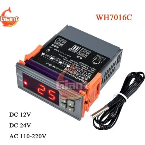 WH7016C Digital Thermostat LED Temperature Controller For Incubator Cooling Heating Regulator NTC Sensor DC 24V 12V 110V 220V