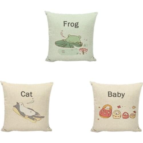 Promotional Animal Series Cat Pillowcase Frog Hedgehog Mushroom Corgi Anteater Home Sofa Car Seat Decorative Cushion Cover