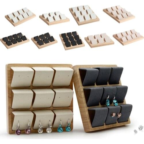 Wood Earring Card Holder W/ Tray for Jewelry Accessory Display