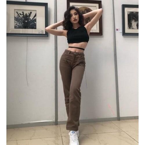 Summer Woman Jeans High Waist Clothes Wide Leg Clothing Blue Streetwear Vintage Quality Streetwear Vintage Denim Pants